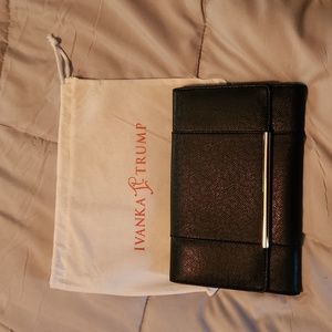 Ivanka Trump black leather travel clutch